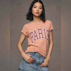 BY ANTHROPOLOGIE CITY GRAPHIC TEE. Color: PEACH. Size: S.